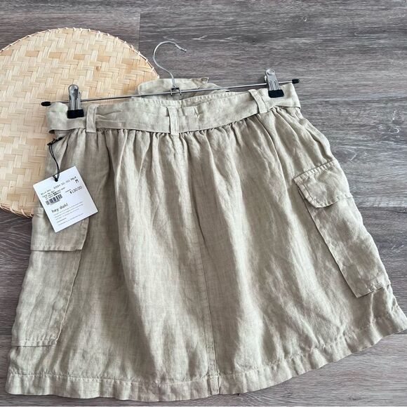 Nwt Bella Dahl 100% linen Cargo mini skirt in palm green size M womens - Picture 9 of 9